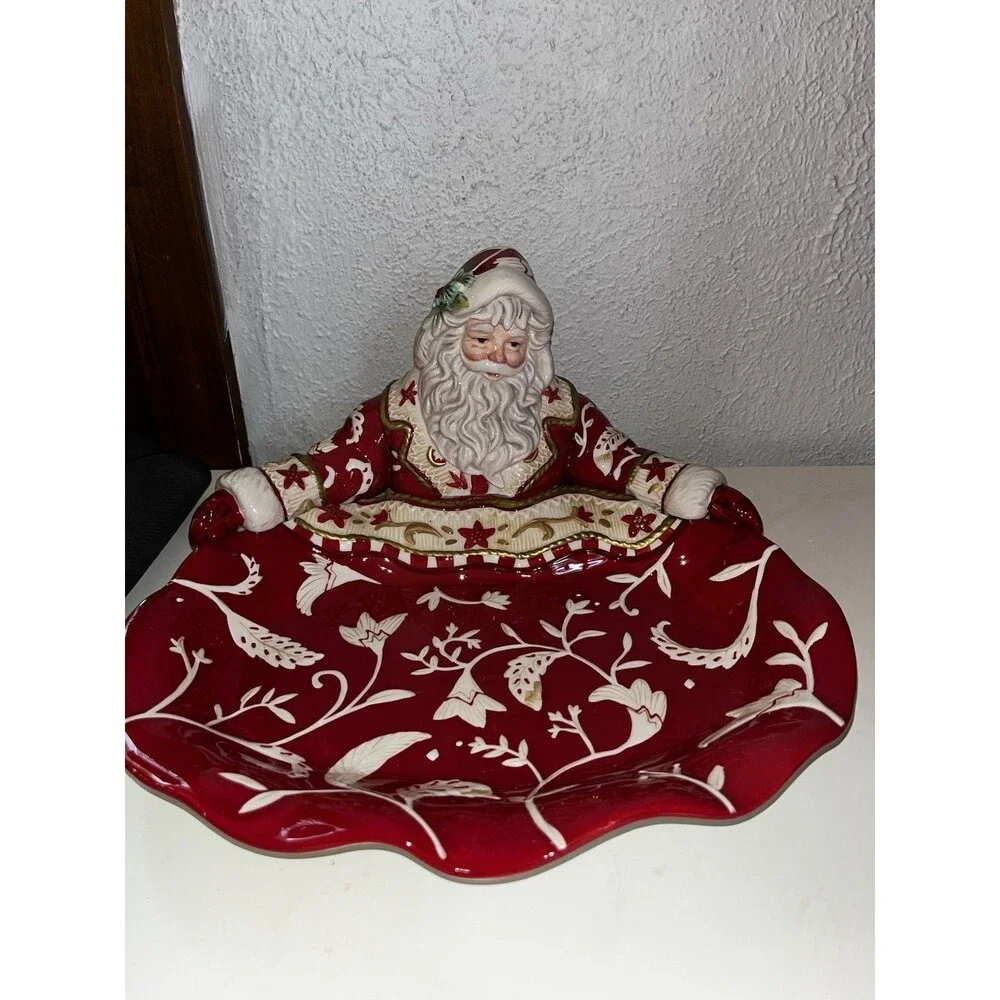 Fitz and Floyd Town & Country Santa Server Ceramic Serving Dish